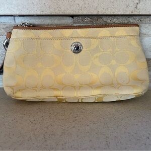Coach Yellow and Tan Wristlet